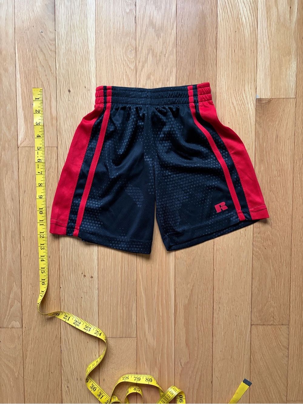 Russell Athletic Black and Red Boys' Mesh Athletic Shorts